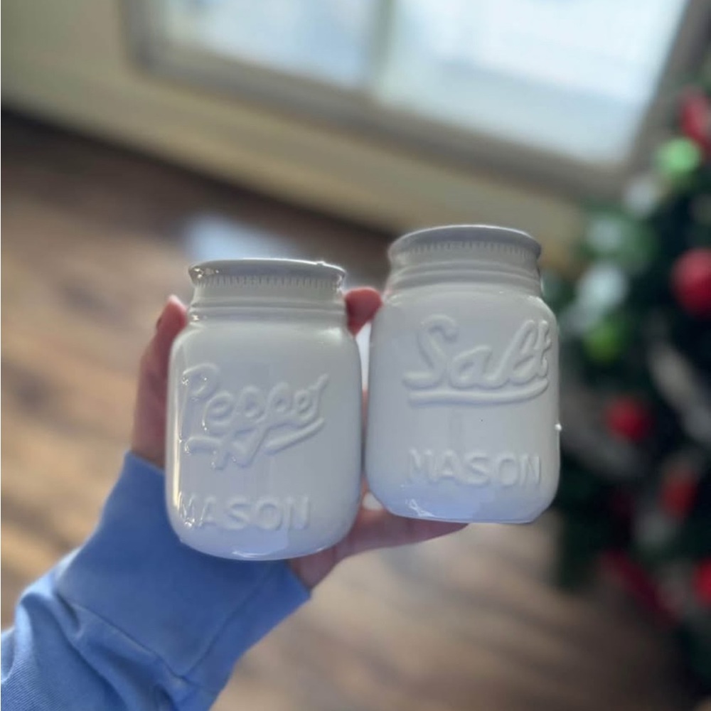 White Mason Salt and Pepper Shaker Set